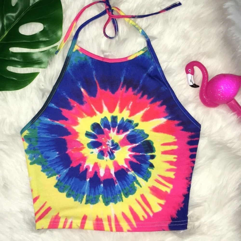 Tie dye halter crop top